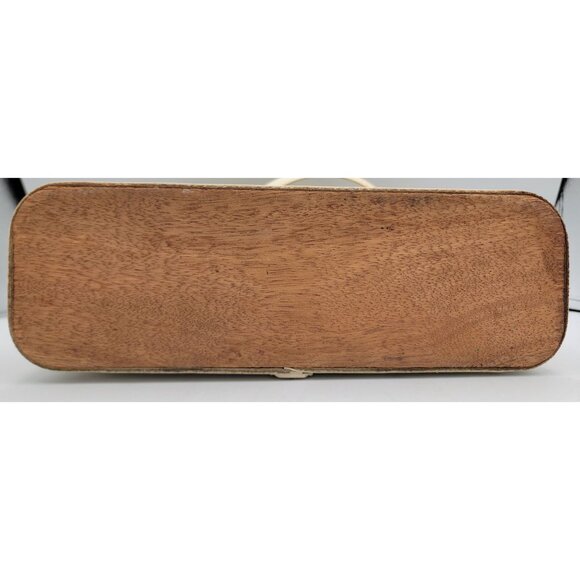 1960s Tote Bag Colins Jeweled Floral Beaded Design Button Closure Wood Bottom - Picture 13 of 16